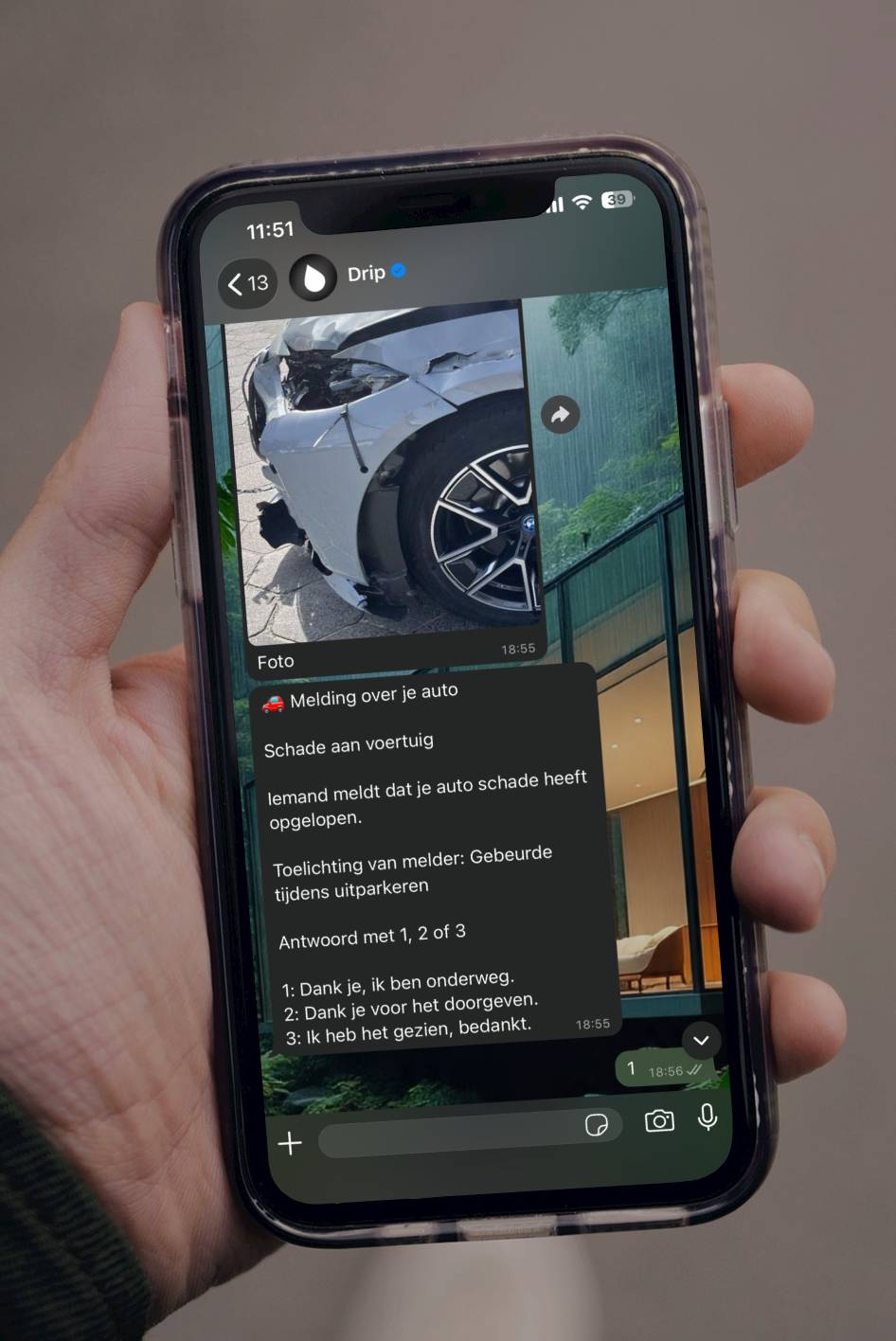 Preview van de mobiele melding flow